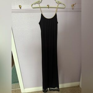 Black Maxi Dress with Gold Accents